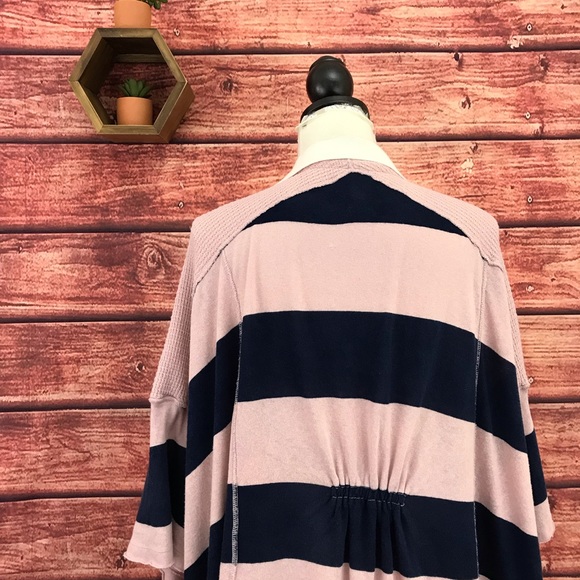 Free People Striped Yuki Oversized Polo Shirt M - Picture 6 of 8